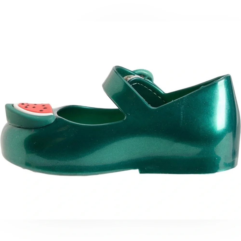 Mini Melissa Toddler Girl Sweet Love Picnic Green Mary Jane Shoes Watermelon NIB